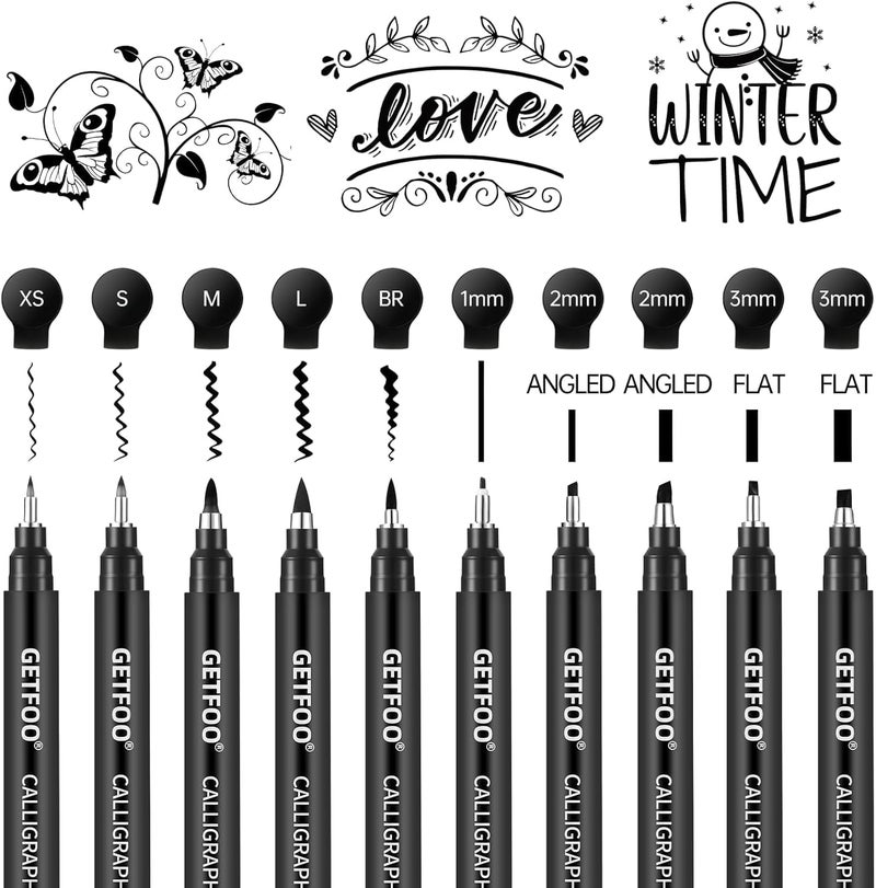 GETFOO Calligraphy Pen Set – 10 Size Hand Lettering Pens for Beginners, calligraphy markers Brush Pens for Art Drawing, Sketching, Scrapbooking, Journaling, Signing - Image 2